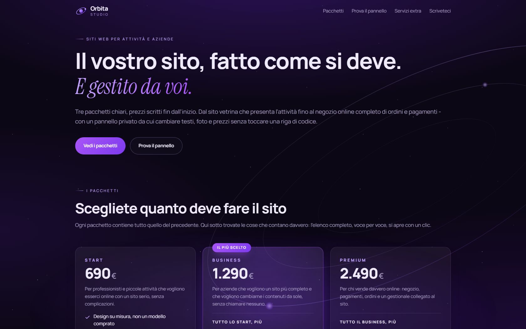 Home page del sito Orbita Studio